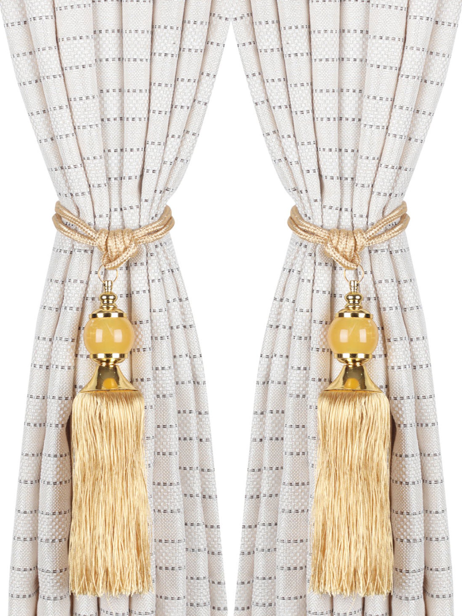 Romee Gold Polyester Solid Curtain Tie and Hold Backs