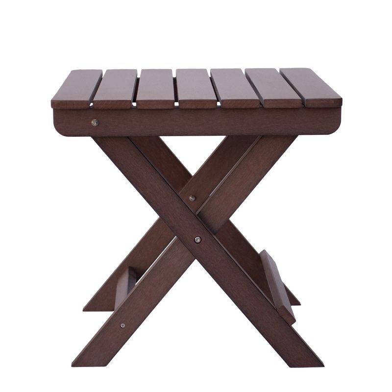 Adirondack Square Plastic Folding Table Brown - Shine Company Inc.