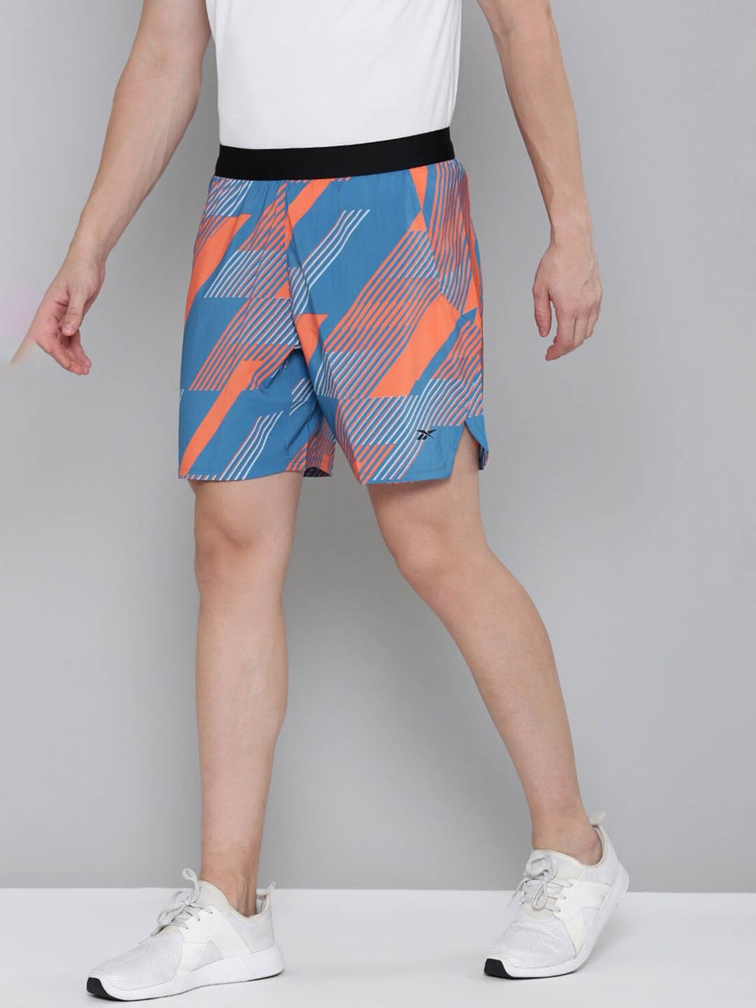 Reebok Blue Regular Fit Printed Sports Shorts