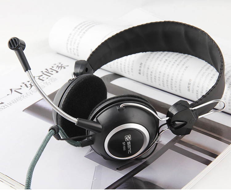 SENICC ST-818 Wired Over Ear Stereo Audio Headphones with 3.5mm Jack and Microphone for Desktop Laptop PC Skype Phone Talking