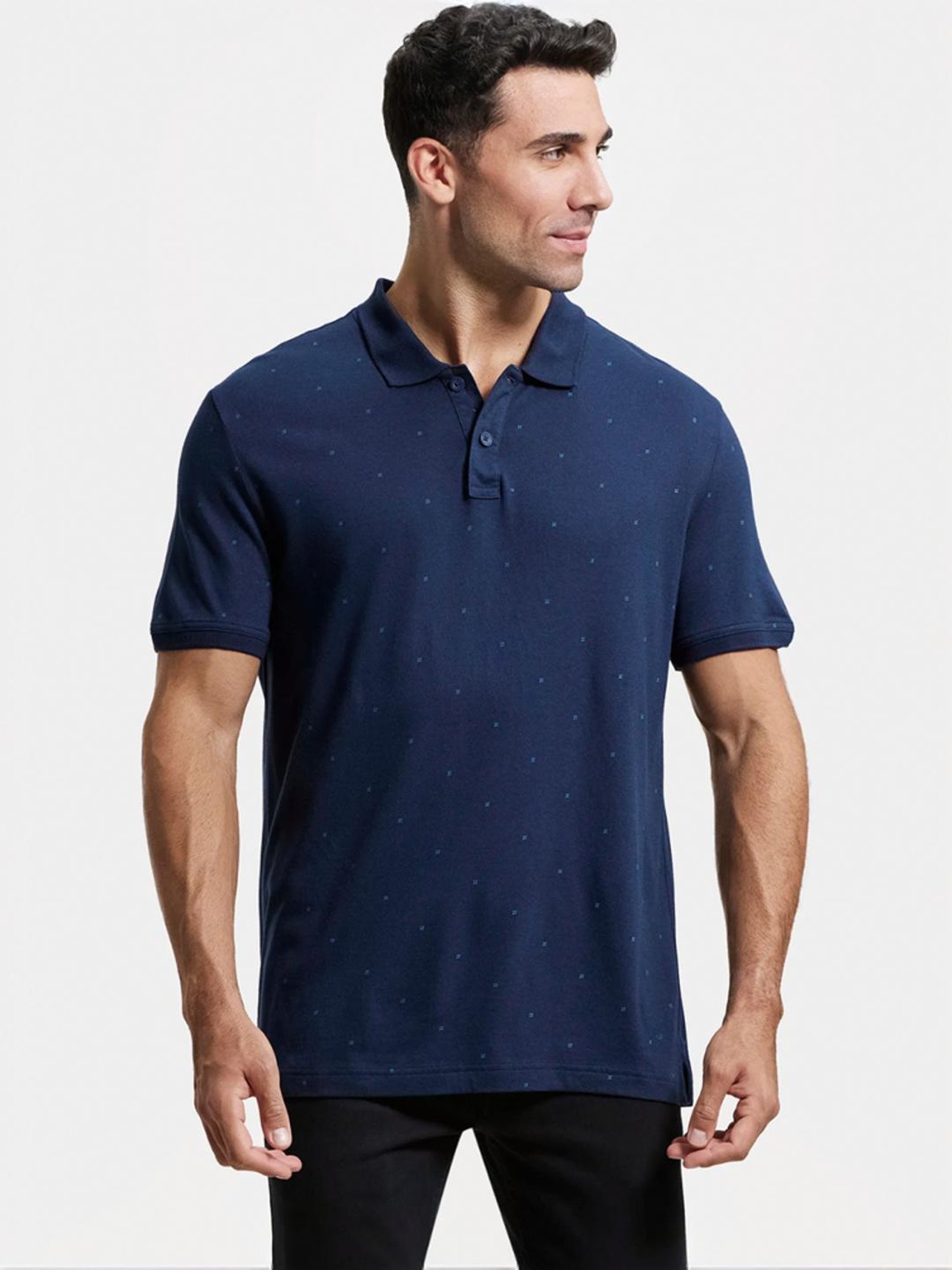 Jockey IM16 Men's Tencel Micro Modal And Cotton Blend Printed Half Sleeve Polo T-Shirt