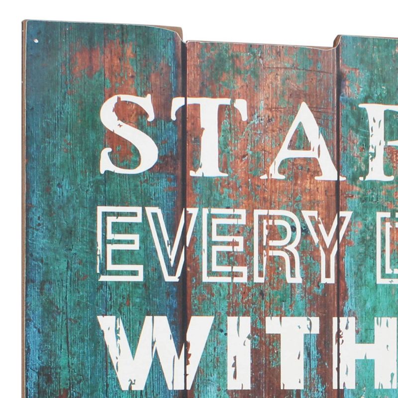 15.5" x 15.5" Rustic Wooden Grateful Heart Wall Art Turquoise/Brown - Stonebriar Collection