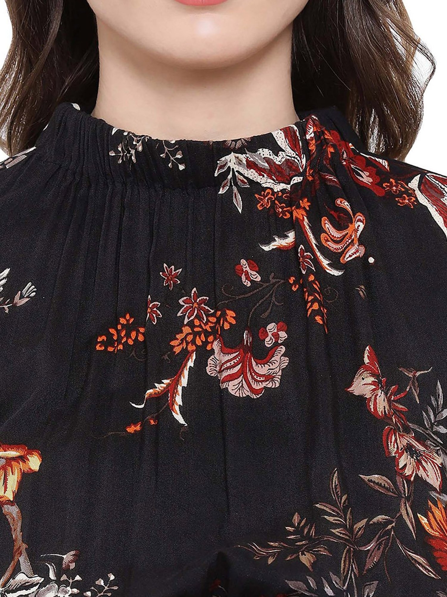 Oxolloxo Black Floral Print Enigma Docile Maternity Dress