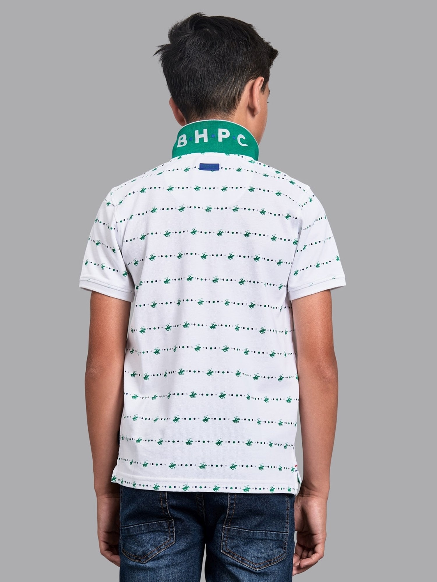 Beverly Hills Polo Club Kids White Cotton Printed Polo T-Shirt