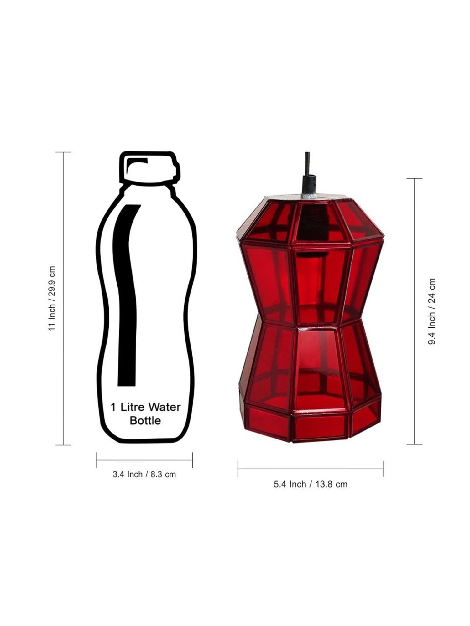 ExclusiveLane Red Glass Octagonal Hanging Pendant Lamp