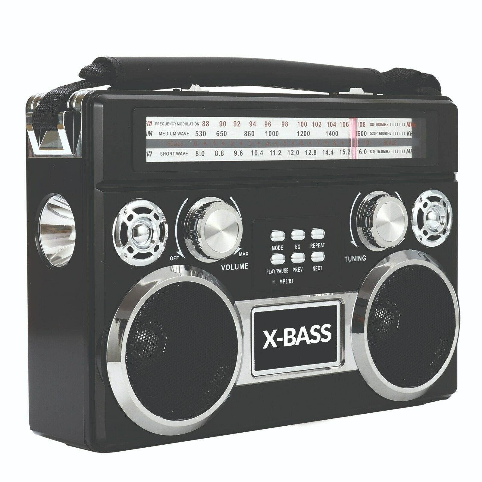 Supersonic SC-1097BT Retro AM/FM/SW 3-Band Portable Radio +Bluetooth+Flash Light
