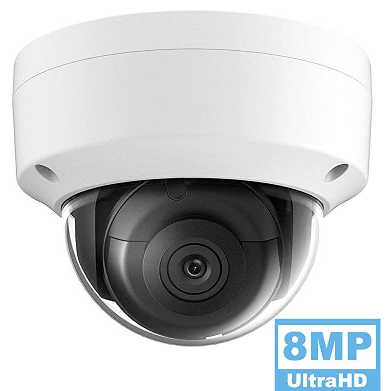 4K UltraHD Outdoor Security POE IP Camera DT185-I, 2.8mm Lens, 98ft Night Vision Dome Camera, Smart H.265+, SD Card Slot, WDR DNR, IP67 IK10