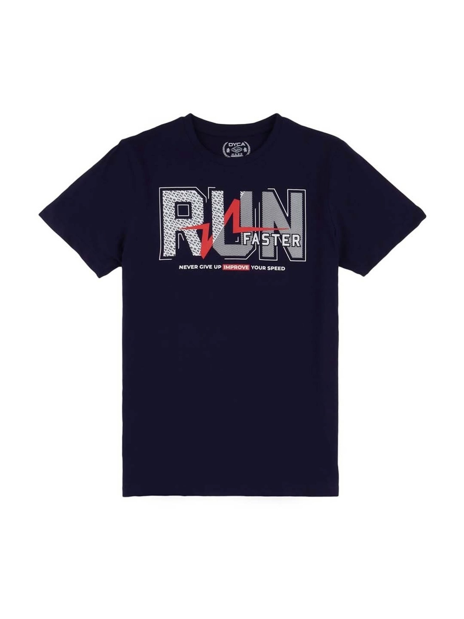 Dyca Boys Navy Cotton Printed T-Shirt