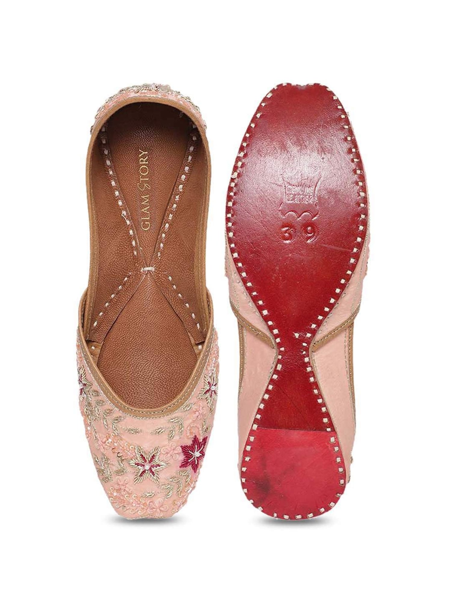 Glam Story Women's Peach Ethnic Juttis