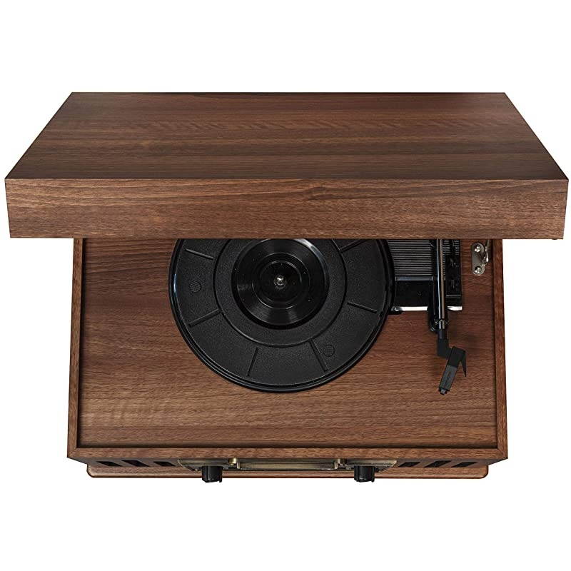 CR704BWA Musician 3Speed Turntable with Radio CDCassette Player Auxin and Bluetooth Walnut