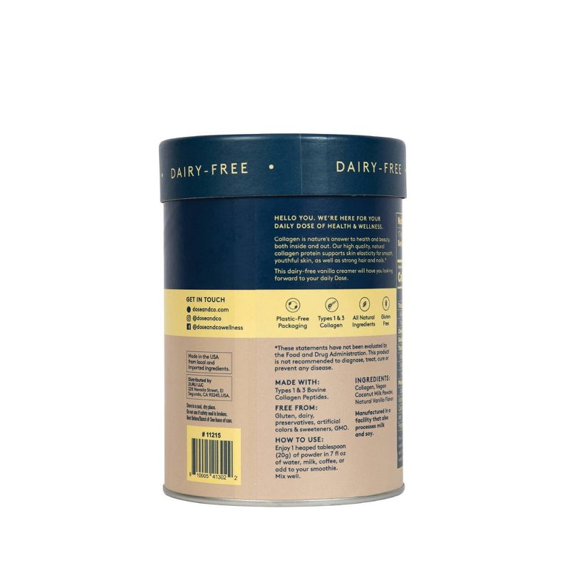 DOSE&CO Dairy-Free Collagen Creamer - Vanilla - 12oz
