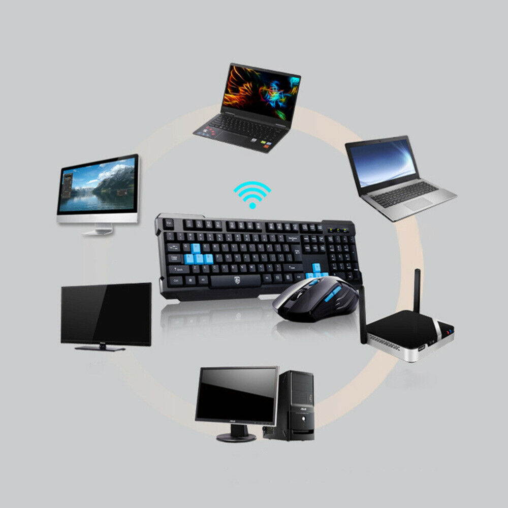 UKCOCO Gaming Keyboard Mouse Set Wireless Keyboard Mouse Kit for Computer Black