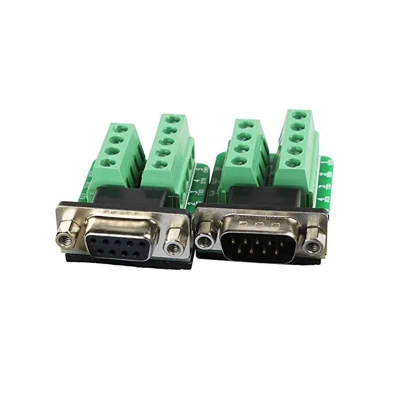 Breakout Connector RS232 Serial 9 Pin Connector Terminal Male x 1 Female x 1