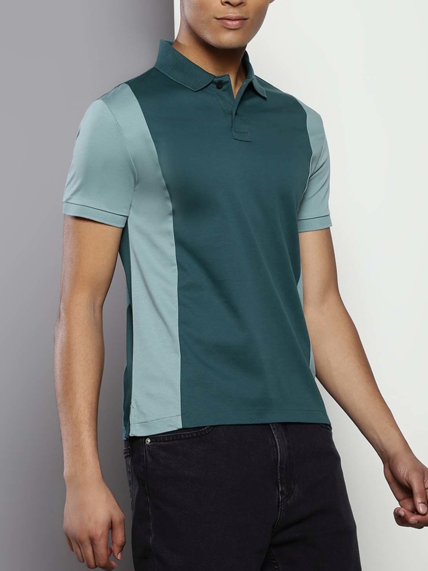 Calvin Klein Atlantic Deep Cotton Slim Fit Colour Block Polo T-Shirt