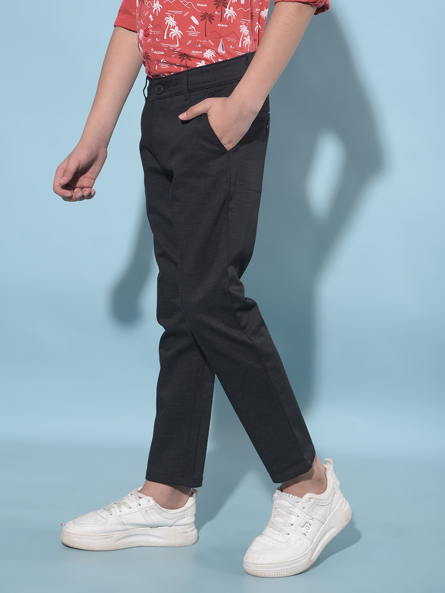 Crimsoune Club Boys Black Solid Trousers