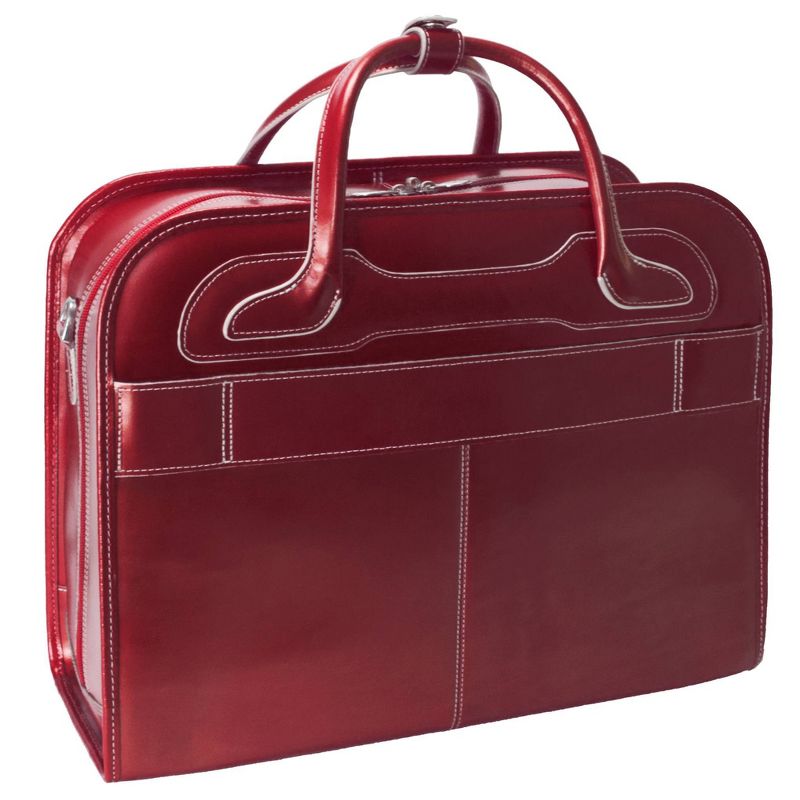 McKlein Willowbrook 15" Leather Patented Detachable - Wheeled Ladies' Laptop Briefcase (Red)