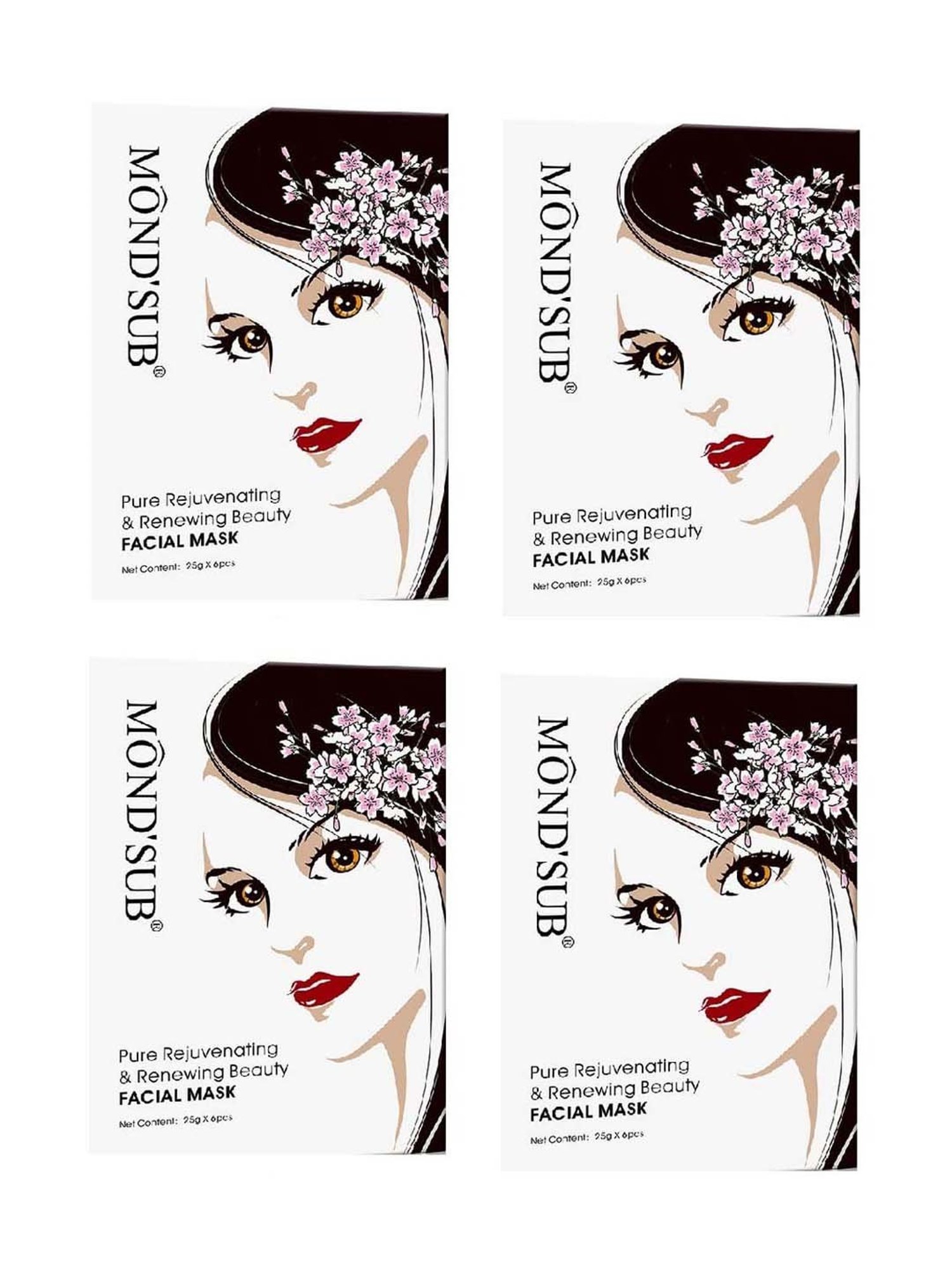 MONDSUB Pure Rejuvenating Face Sheet Masks (Pack of 4) - 25 gm Each