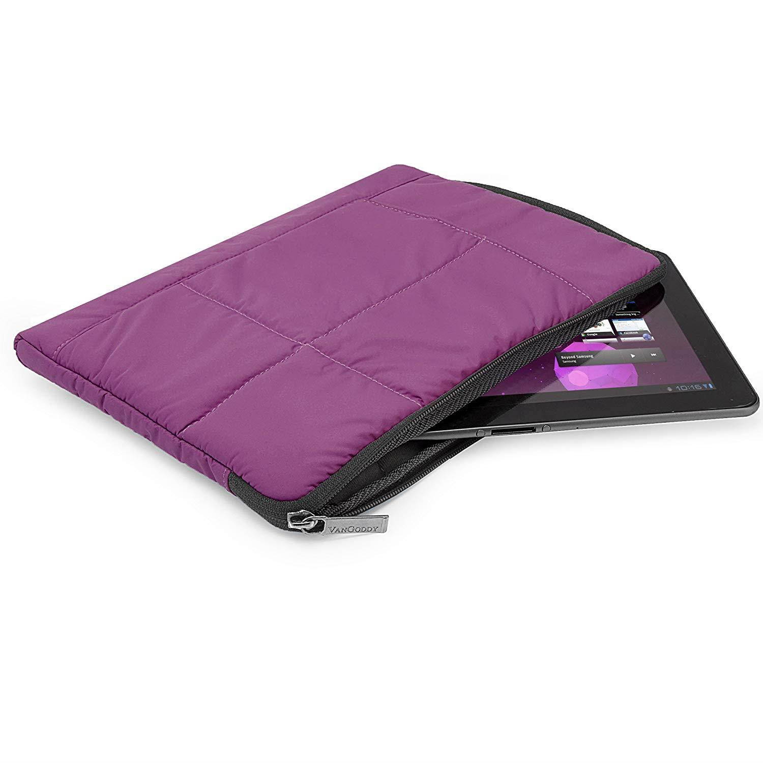 Pillow 10 Inch Case, Premium Soft Carrying Sleeve (Purple/Black Trim) for 9 to 10.9 inch Tablet/eBook Readers