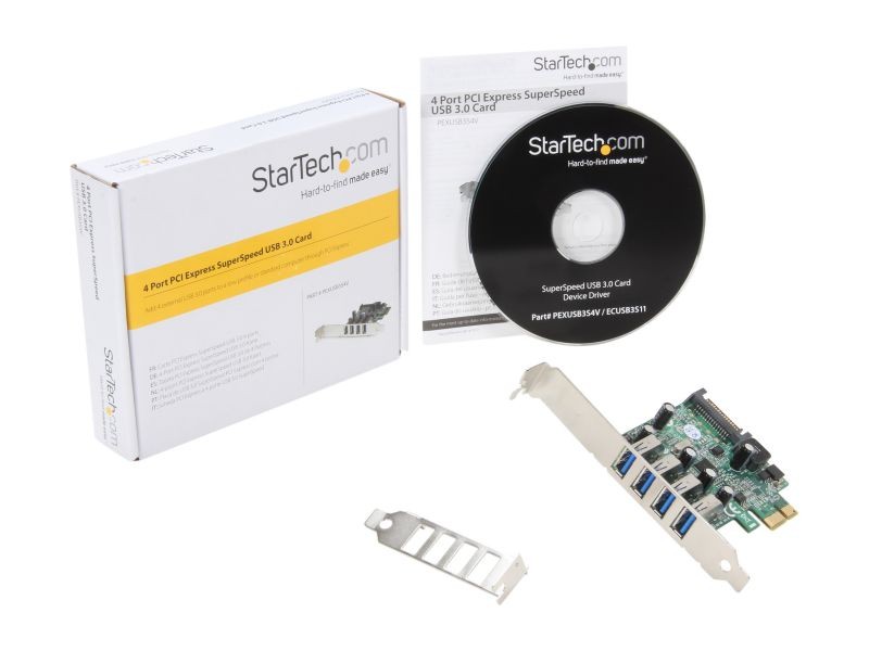 StarTech.com PEXUSB3S44V 4 Port PCI Express (PCIe) SuperSpeed USB 3.0 Card Adapter w/ 4 Dedicated 5Gbps Channels - UASP - SATA / LP4 Power