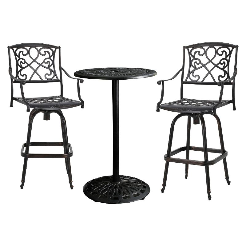 La Sola 3pc Metal Bistro Set - Black/Bronze - Christopher Knight Home