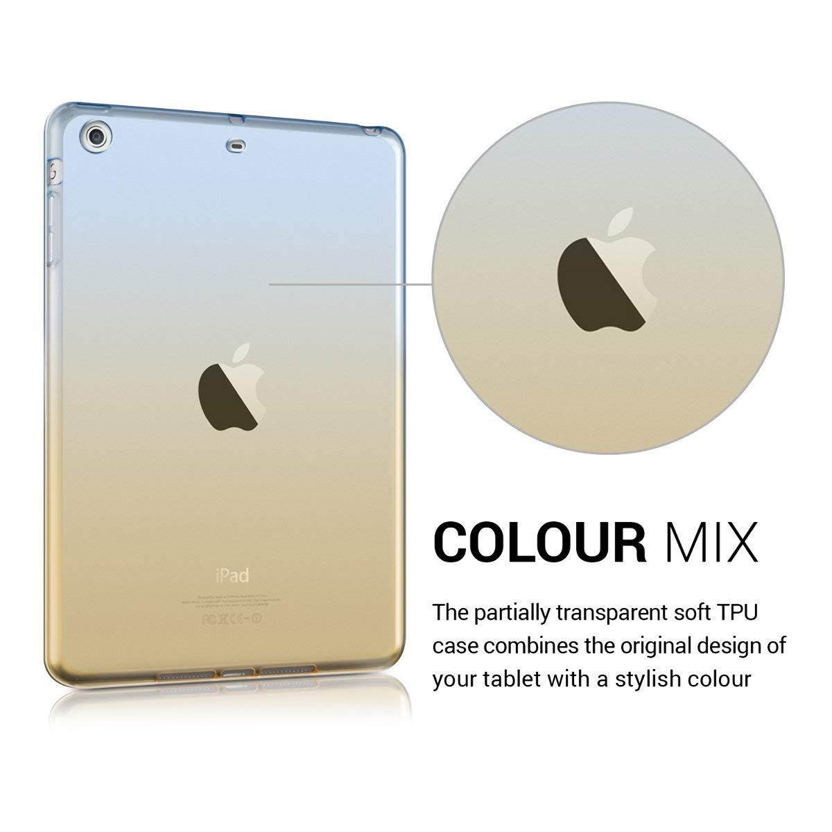 kwmobile TPU Silicone Case for Apple iPad Mini 2 / iPad Mini 3 - Soft Flexible Shock Absorbent Protective Cover - Blue Yellow Transparent