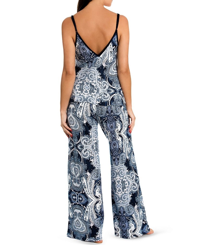 In Bloom by Jonquil Sloan Paisley V-Neck Sleeveless Printed Satin Coordinating Pajama Set