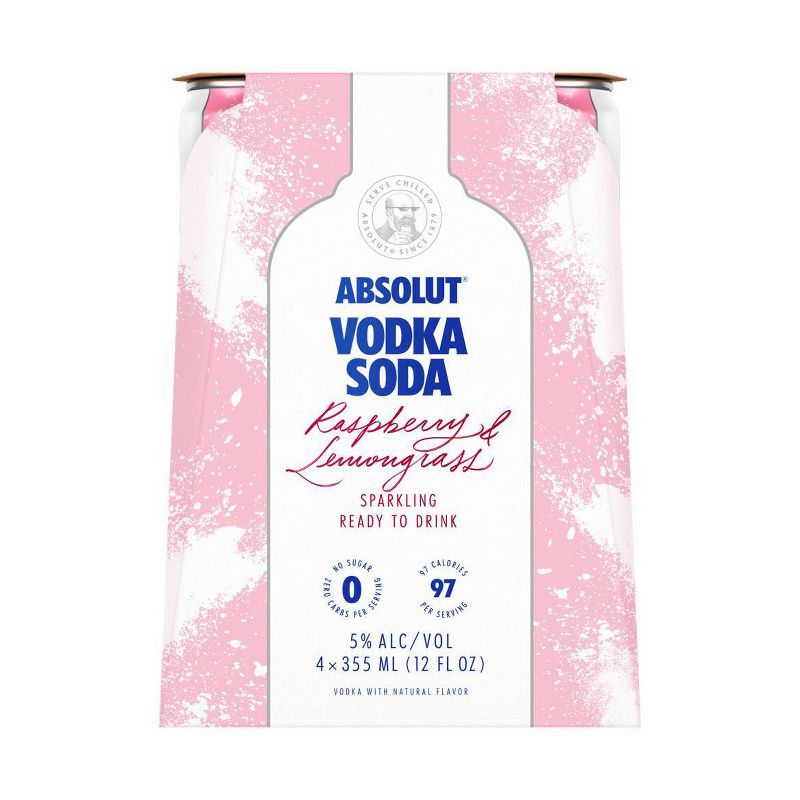 Absolut Raspberry & Lemongrass Sparkling Vodka Soda - 4pk/355ml Cans
