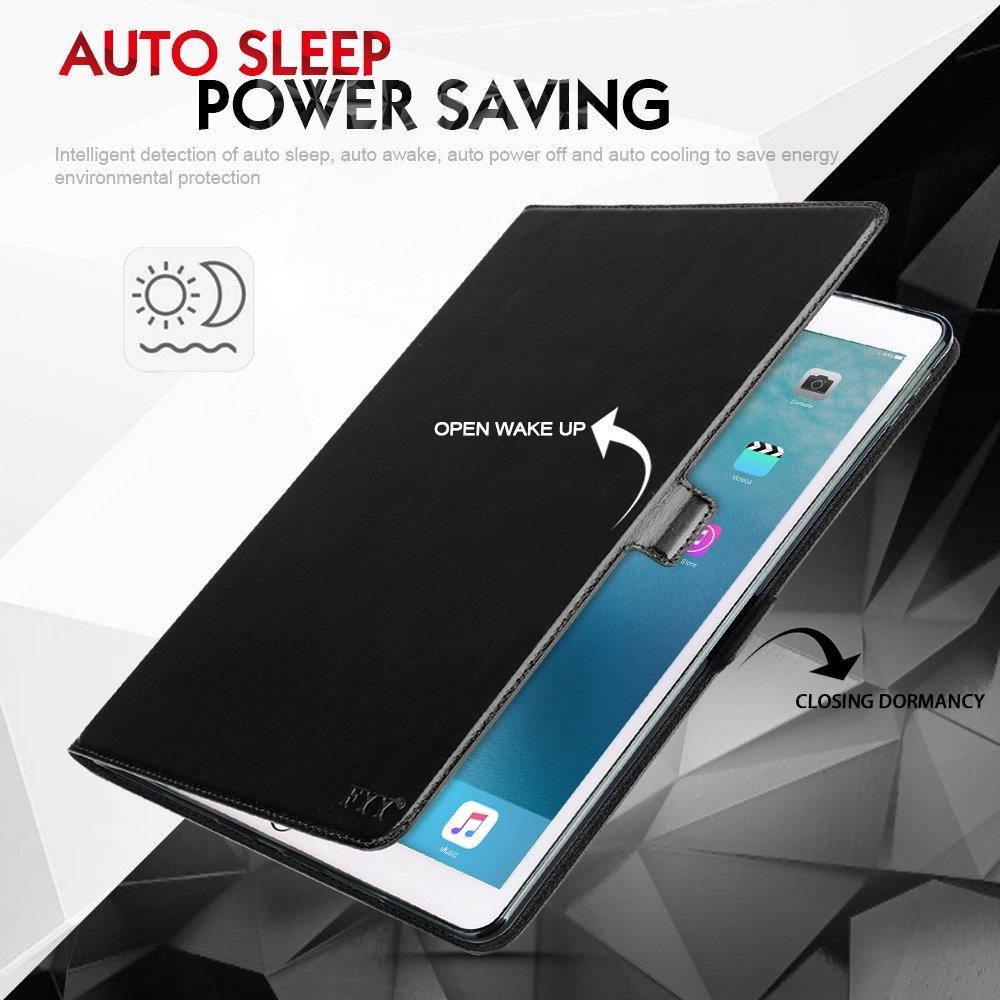 FYY iPad Pro 12.9 Case (Compatible with 2017 and 2015 Model) Handmade Genuine Leather Case with Kickstand Function for Apple iPad Pro 12.9 (Both 2017 and 2015) Black