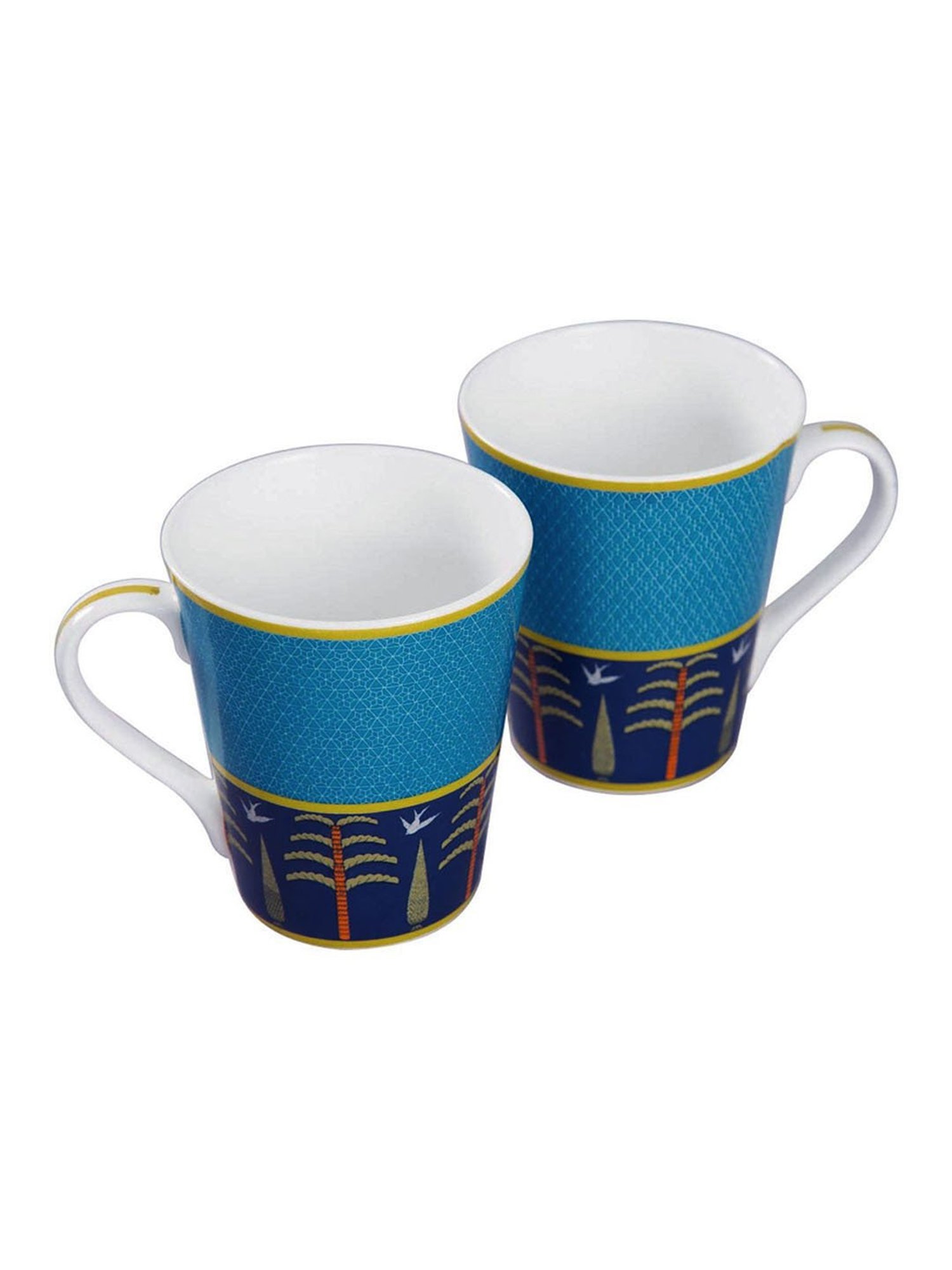 India Circus Fine Ceramic Floral Printed Milk Mug Set of 2 - 380 ml each