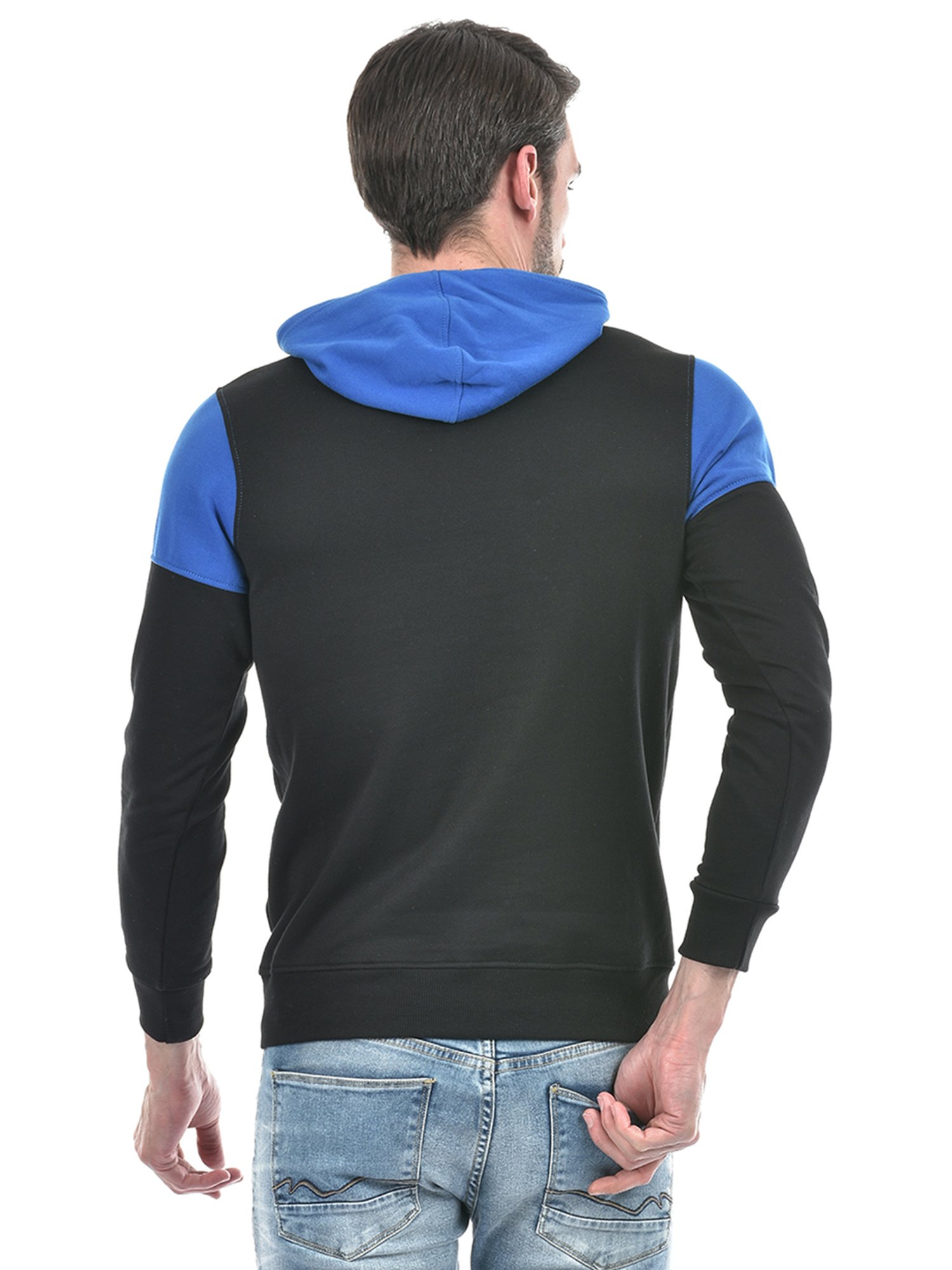 Integriti Blue & Black Regular Fit Hooded Sweatshirt