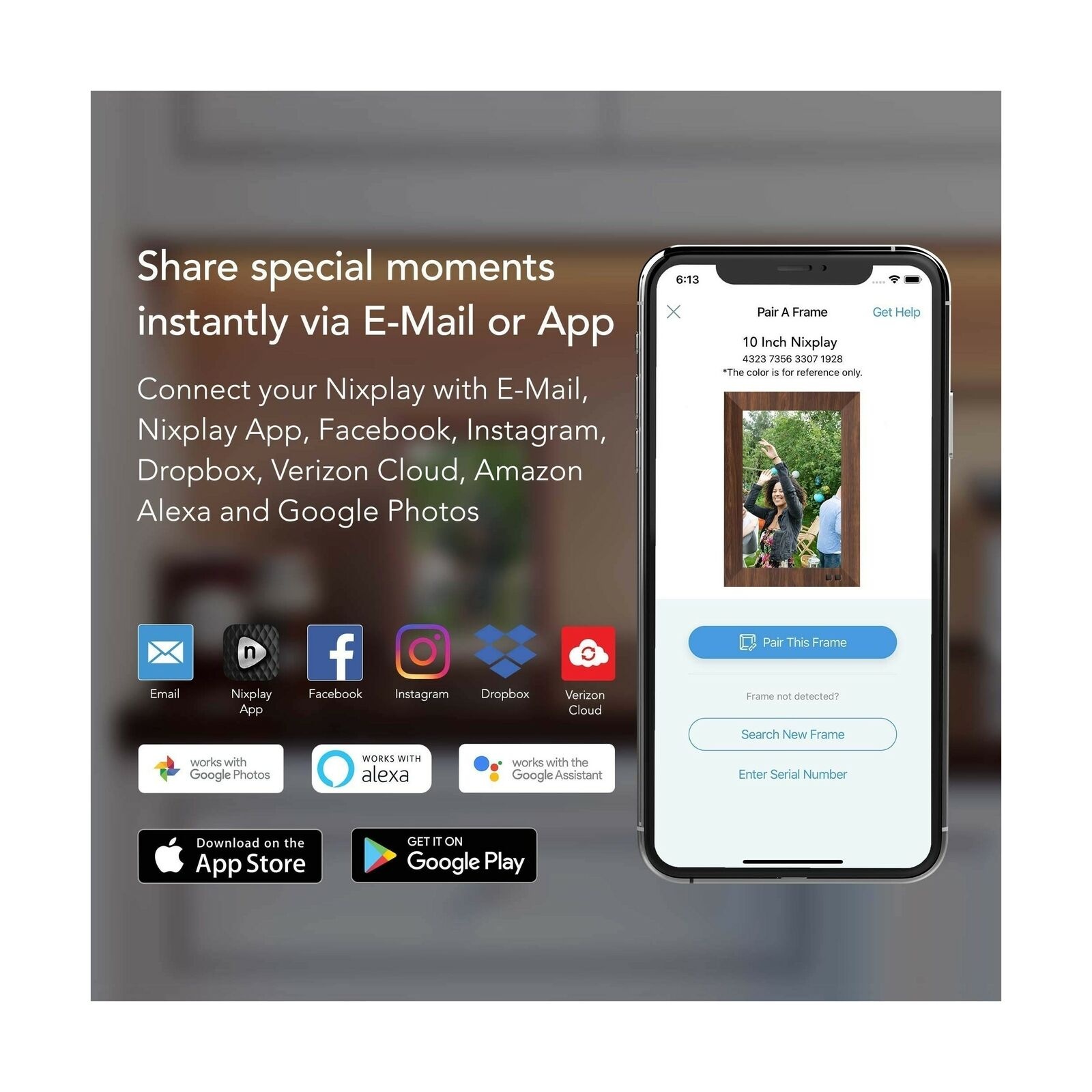 Nixplay Smart Digital Picture Frame Bundle - 10 inch Black and Wood Effect