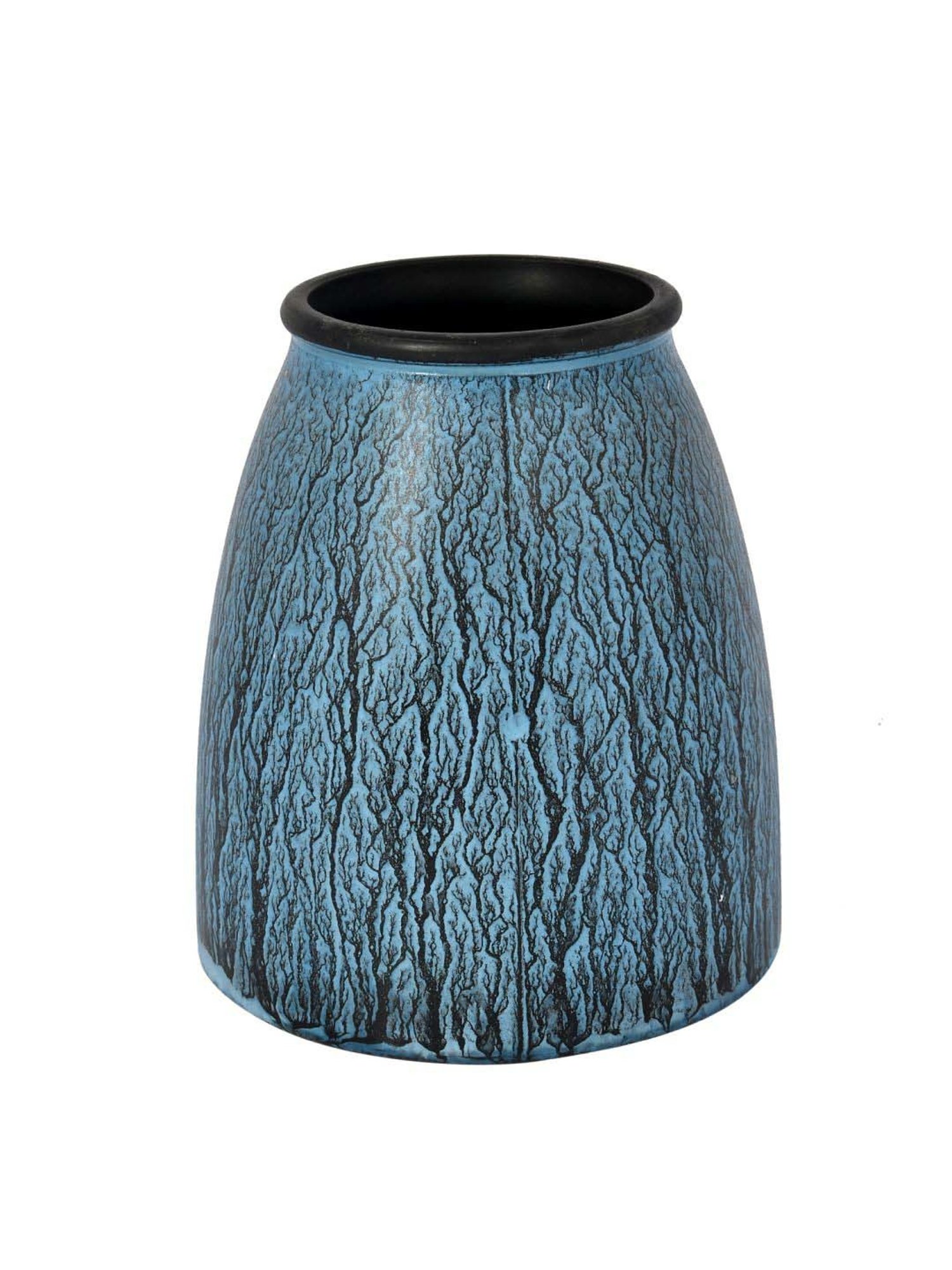 Tayhaa Blue Ceramic Artistic Pattern Cylindrical Vase