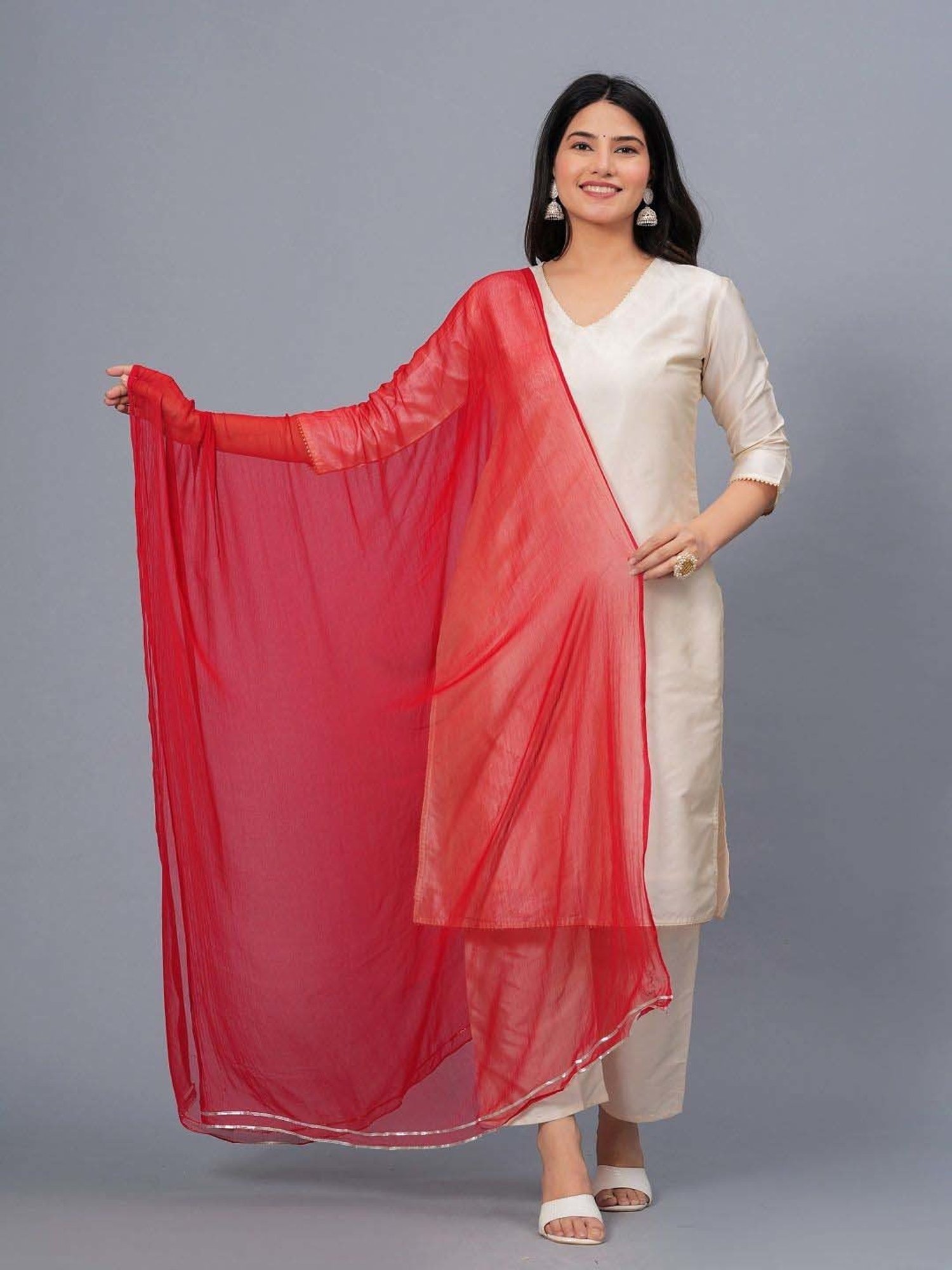 Stylum Red Plain Dupatta