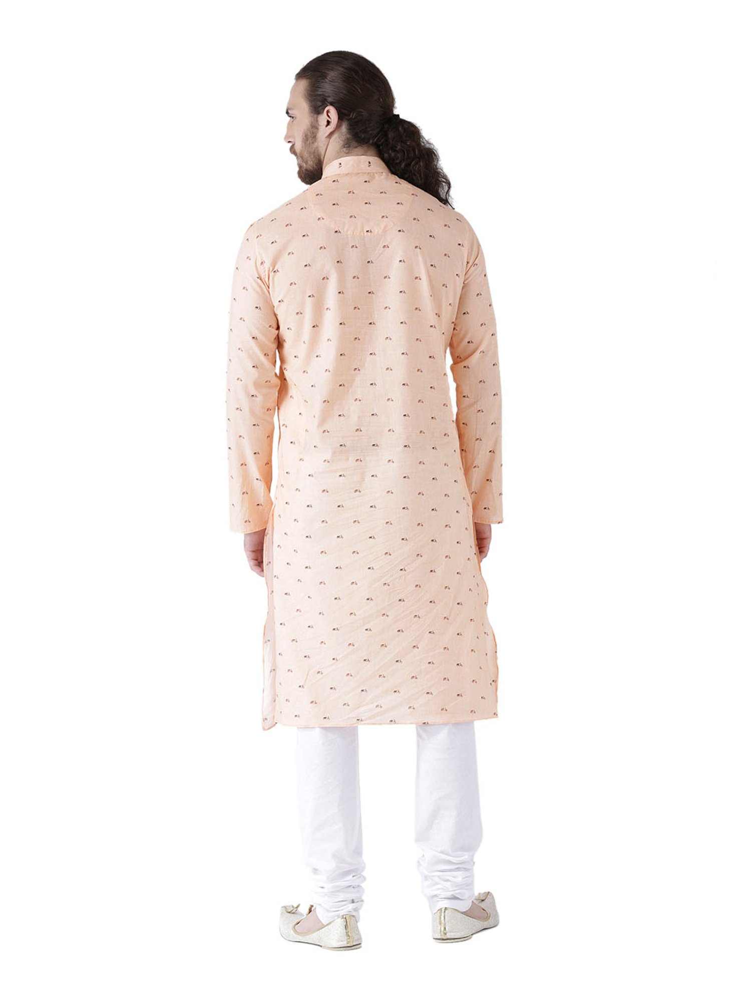 Deyann Peach Printed Linen Kurta Set