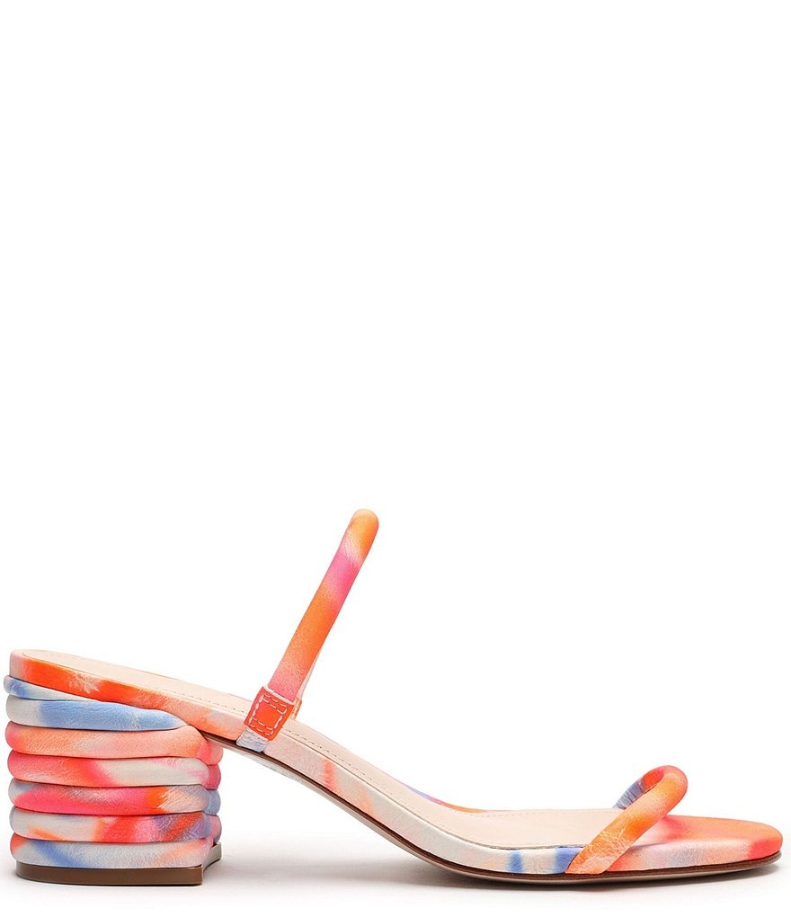Schutz Kyra Tie-Dye Suede Sculptural Heel Dress Sandals