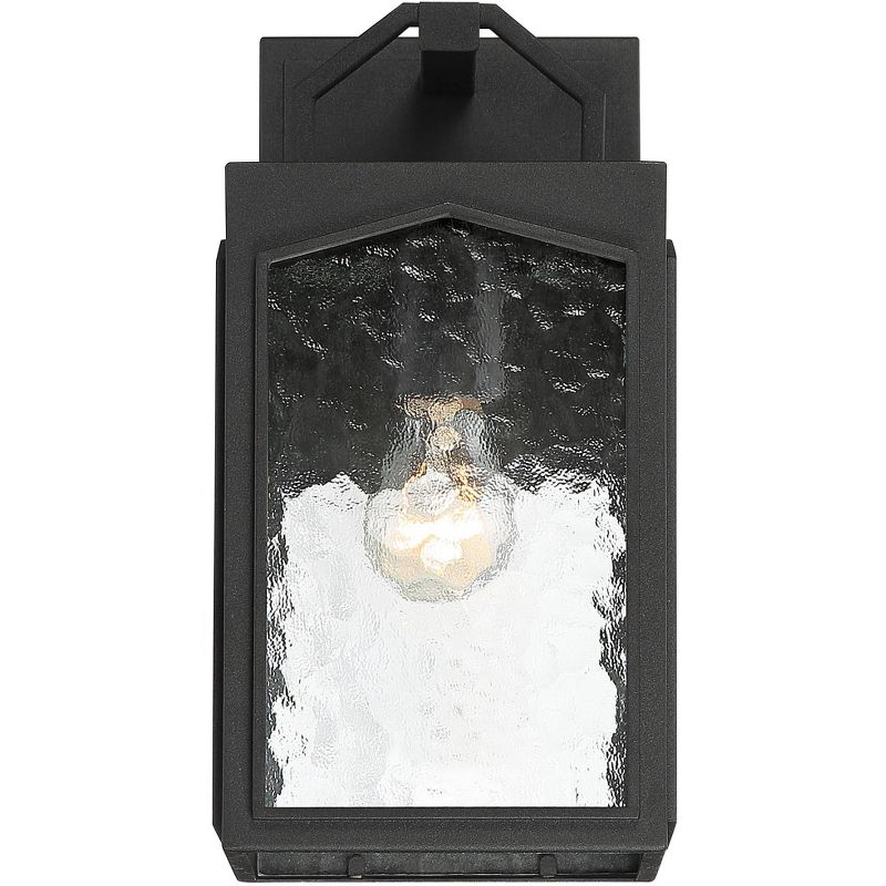 360 Lighting Outdoor Wall Light Fixture Black 12 1/2" Clear Water Glass Lantern for Exterior House Porch Patio Deck