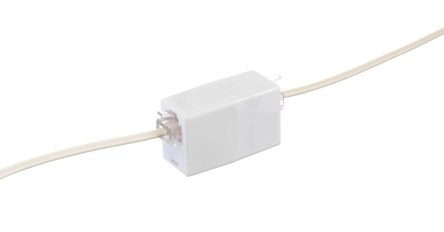 Phone Cord Coupler RJ11 | Modular 4 Conductor 2 Line Class | White | One Pack