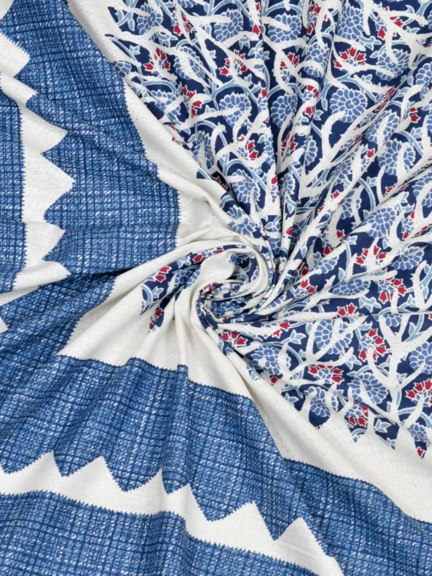 Living Roots Abstract Blue 240 TC Cotton Bedsheet with 2 Pillow Covers