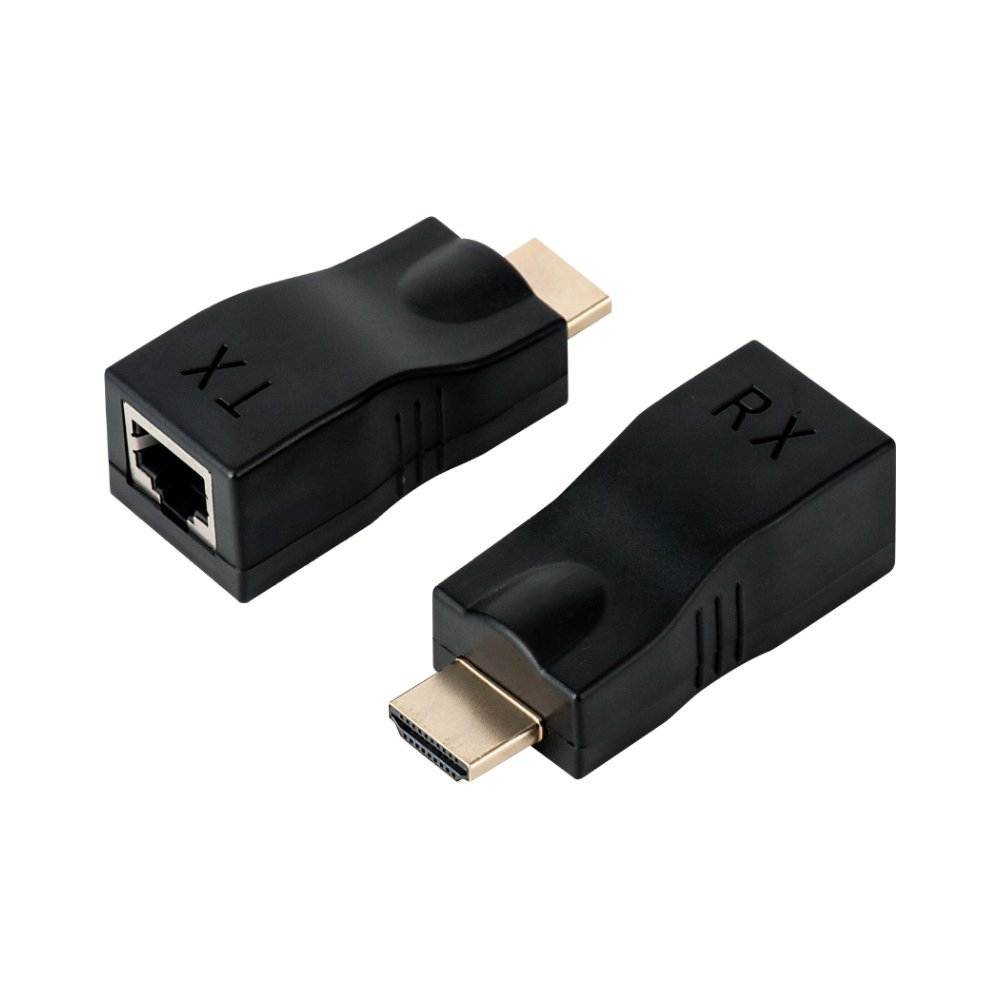 HDMI Extender, Up to 100ft HDMI Ethernet Network Extender Adapter Over RJ45 Cat5e Cat6 Cable (30M Sender + Receiver, 1 Port RJ45)