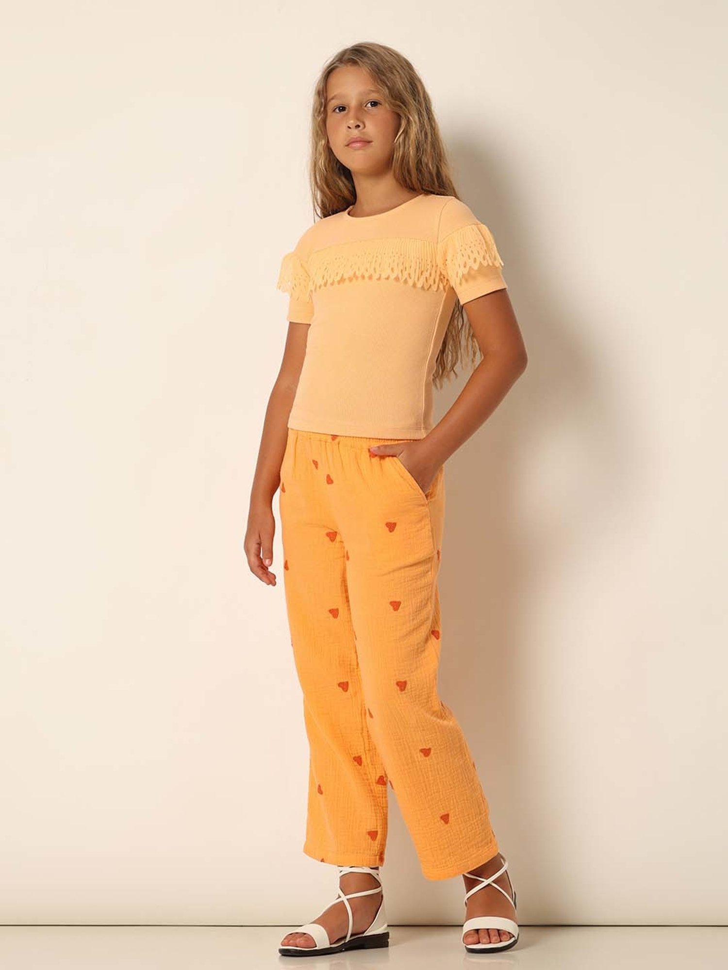 VERO MODA GIRL Orange Cotton Applique Top