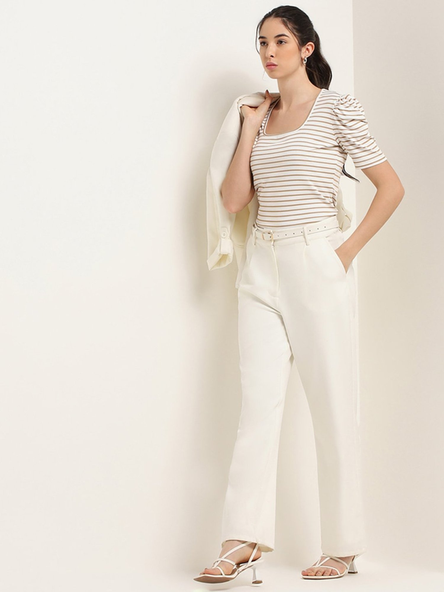 Wardrobe by Westside Off-White Striped Top