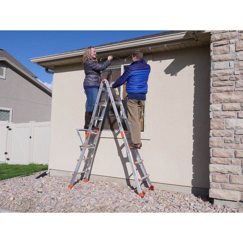 Little Giant Velocity 17 Foot Aluminum Adjustable Folding Ladder & Work Platform