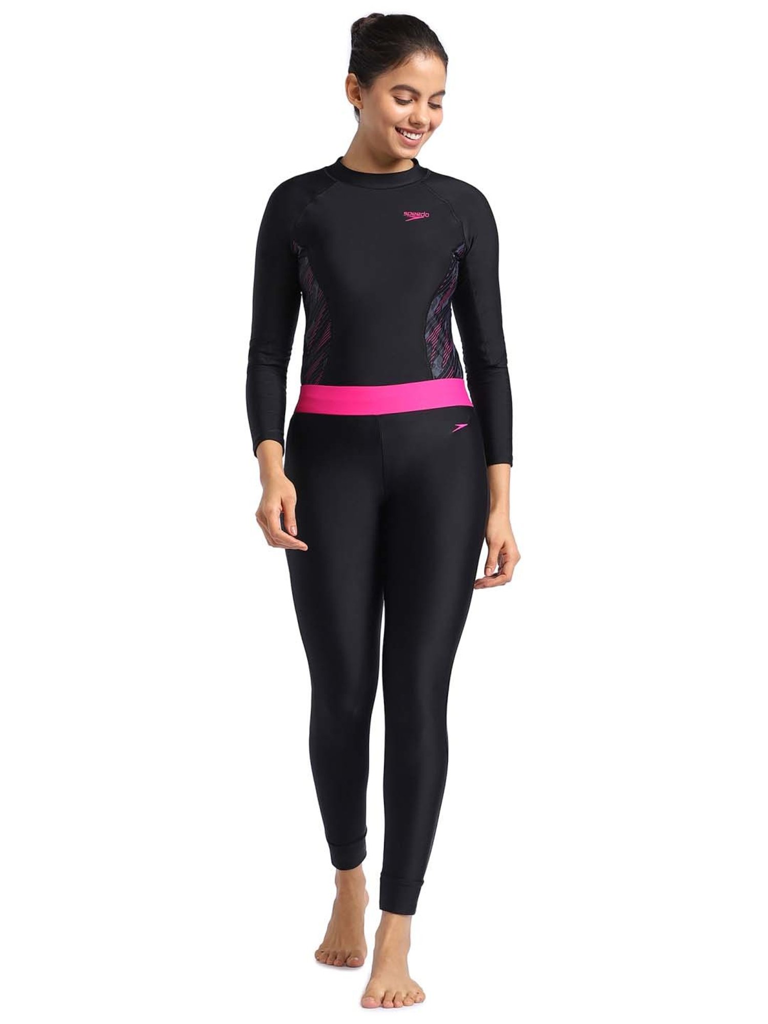 Speedo Black Self Pattern Swim Leggings