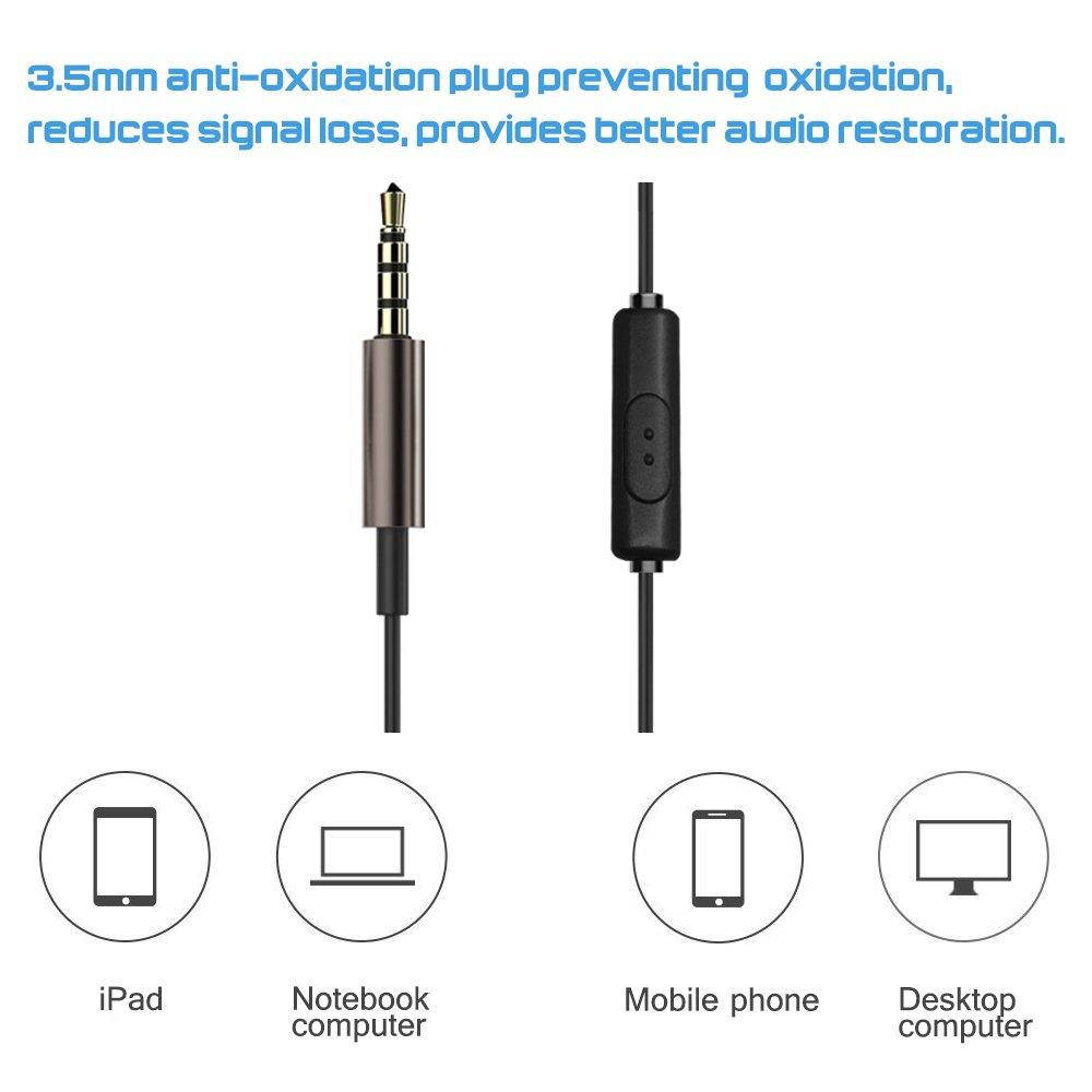 2 Packs Magnetic Earbud Headphones with Remote & Microphone, DaKuan in Ear Earphone Stereo Sound Noise Isolating Tangle Free for Smartphones, Laptops, Gaming, Fits All 3.5mm Interface Device