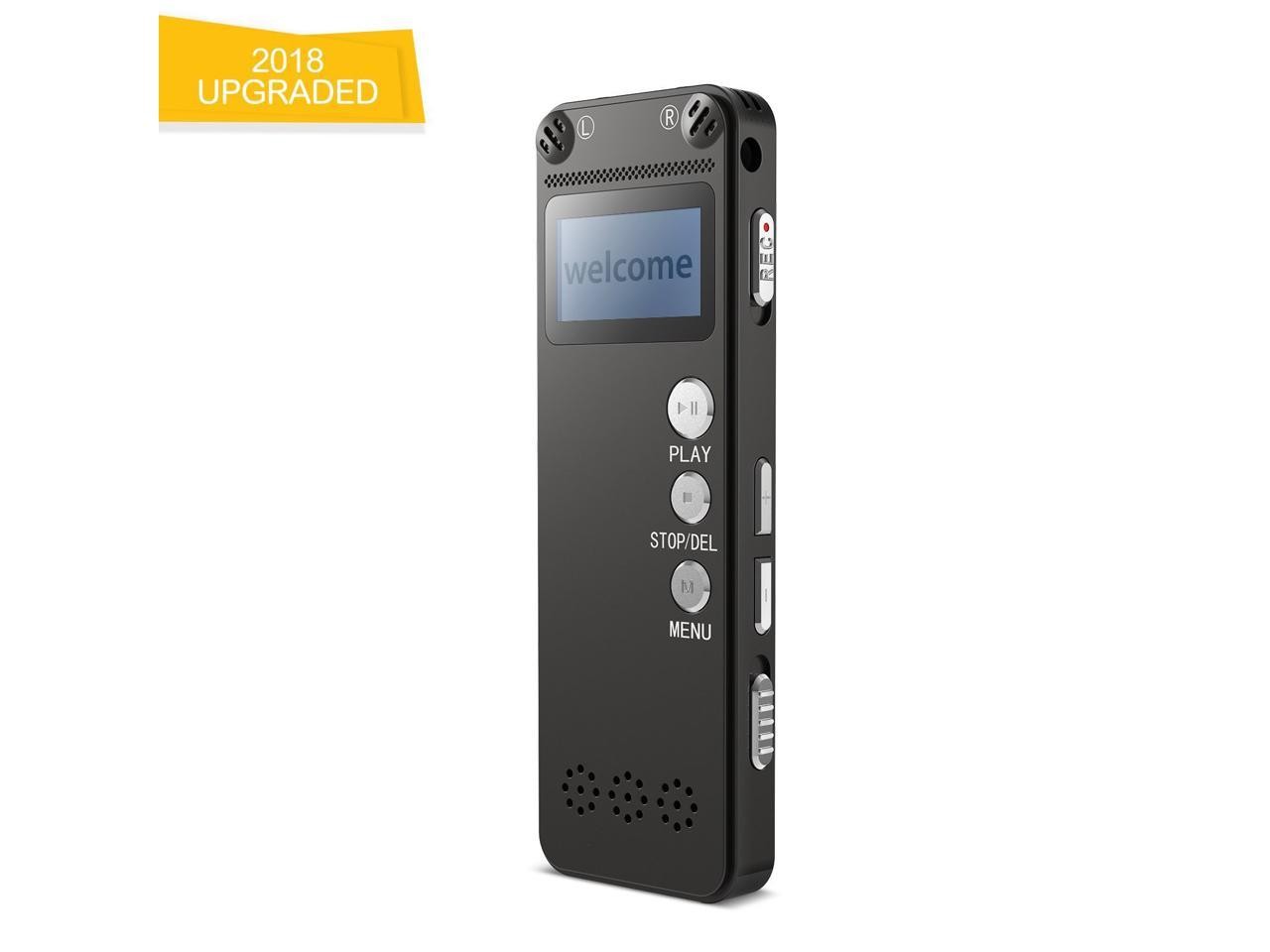 Digital Voice Recorder [2018 Upgraded Version] Audio Recorder for Lectures 8GB PCM Linear Sound Recorder with Micro USB & MP3 Player Microphone Noise Reduction --By Werleo (black Recorder)