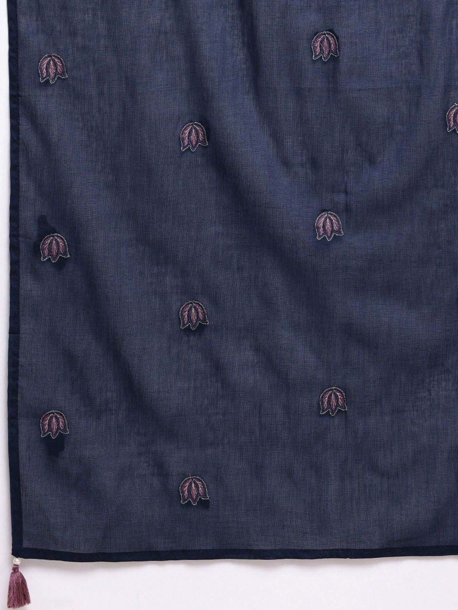 READIPRINT FASHIONS Blue Cotton Embroidered Kurta Pant Set With Dupatta