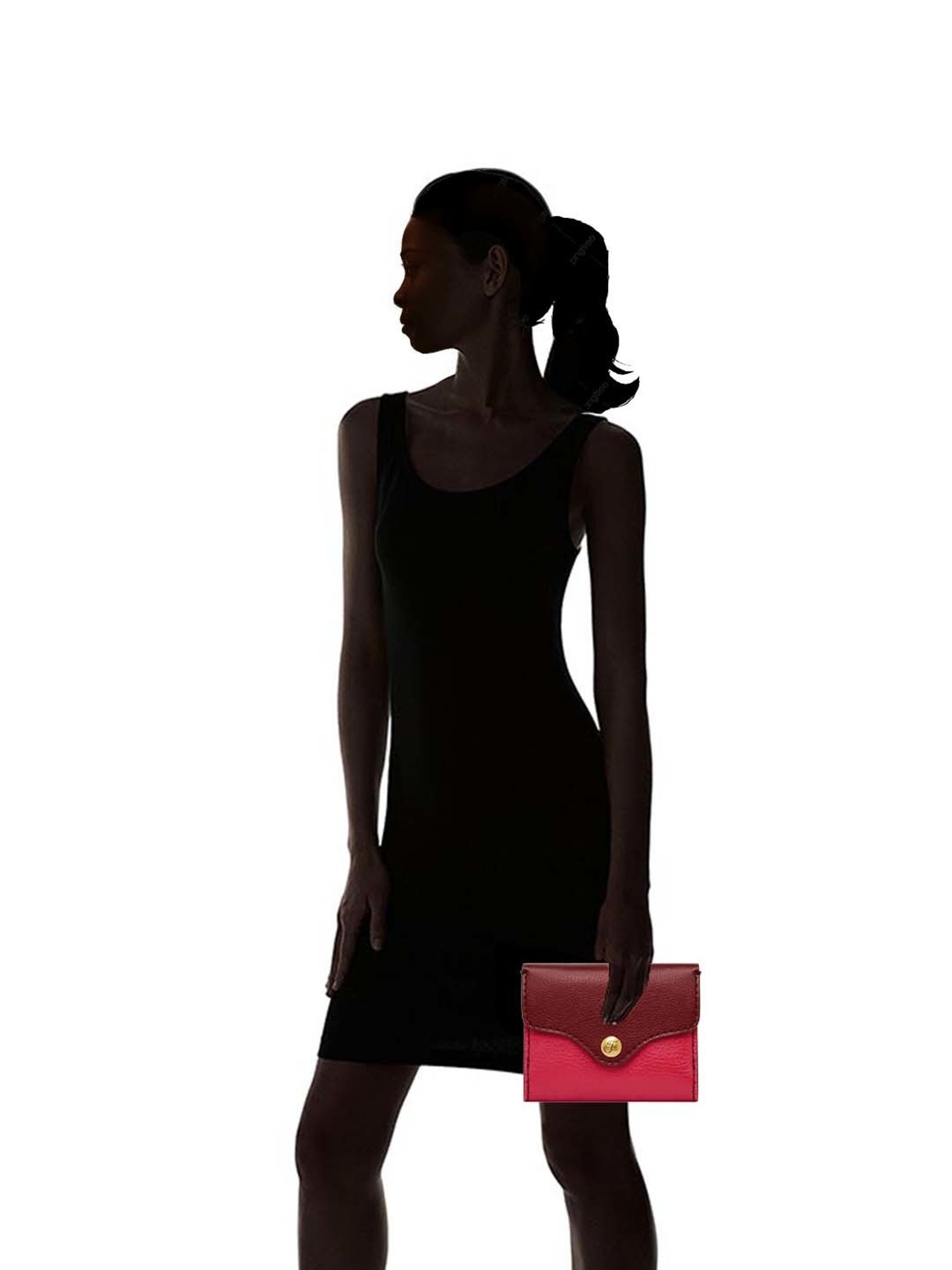 Fossil Heritage Red Color Block Tri-Fold Wallet for Women