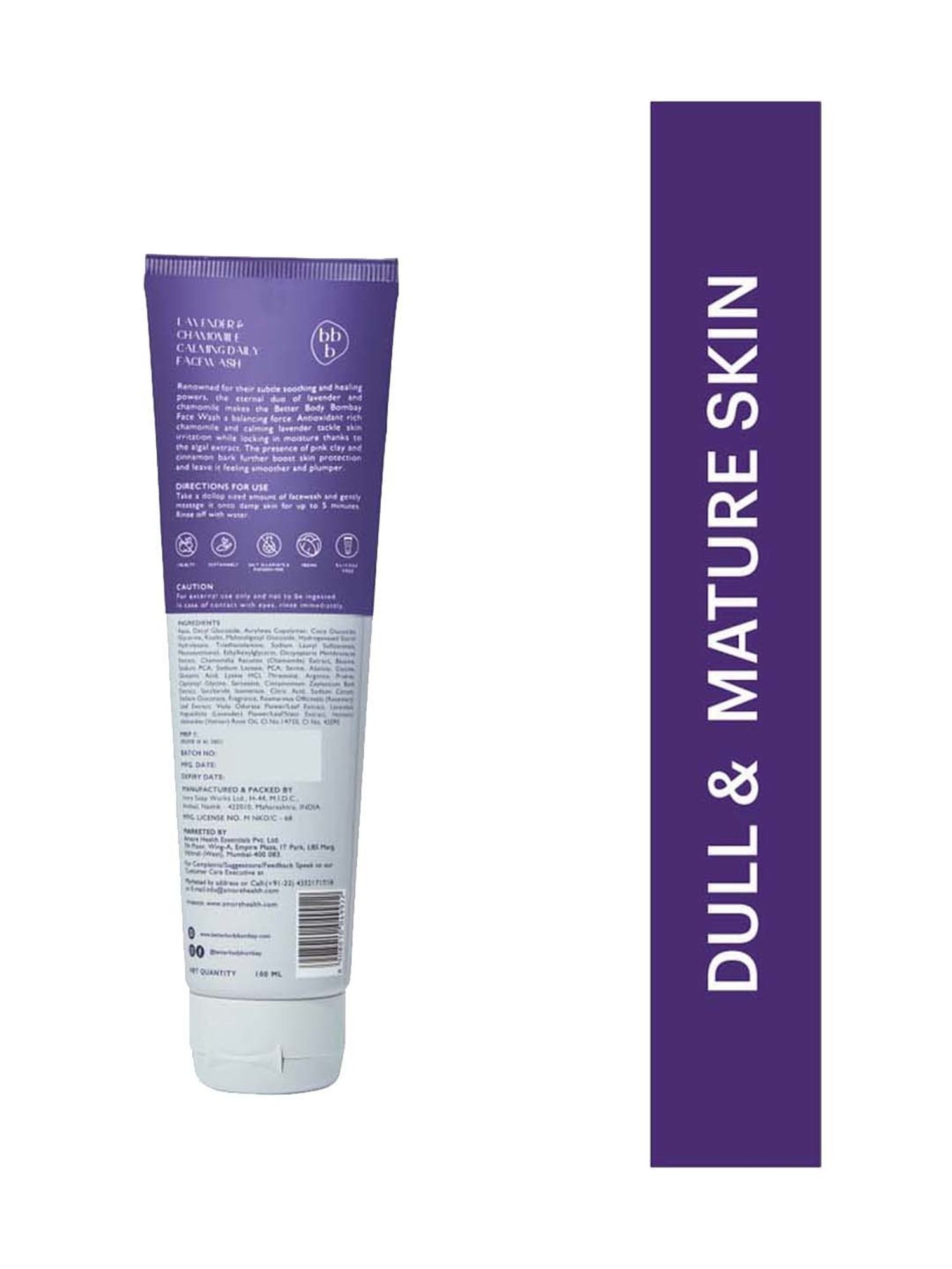 bbb Better Body Bombay Lavender & Chamomile Calming Daily Face Wash - 100 ml