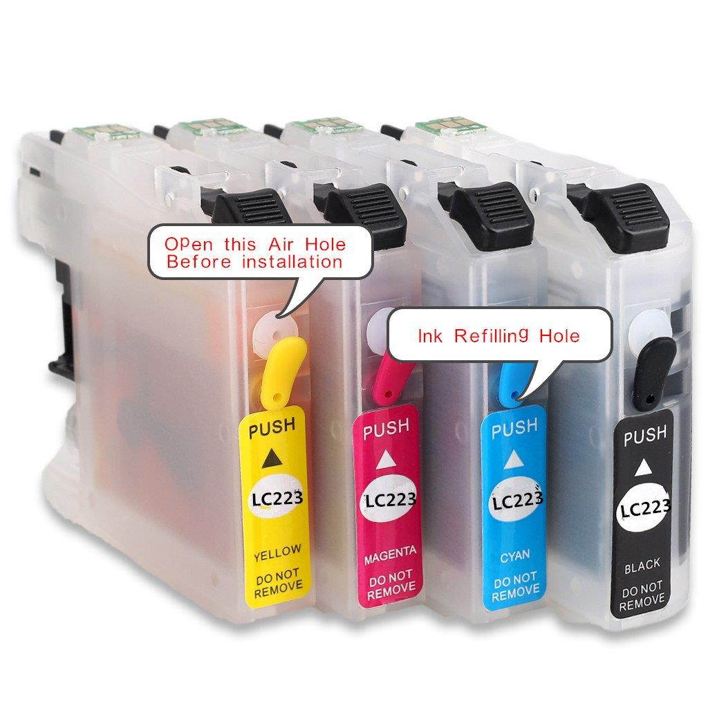 F-INK Empty Refillable Ink Cartridge Replacement For Brother LC201 LC203 LC203XL,Works With Brother MFC-J4320DW J4420DW J4620DW J5520DW J5620DW J5720DW Printers