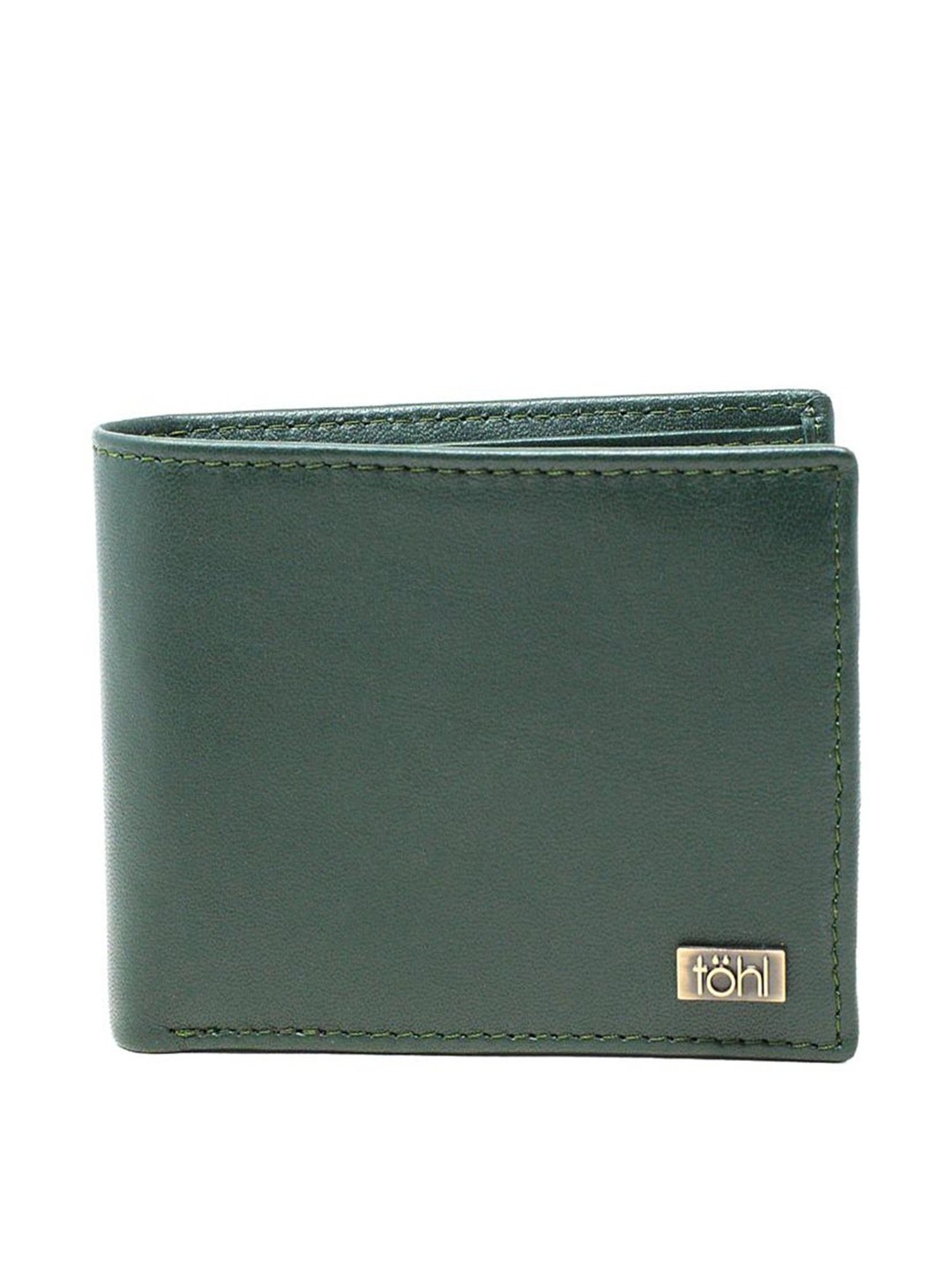 Tohl Matera Green Casual Leather Bi-Fold Wallets,Card Holder & Pen Holder Set for Men